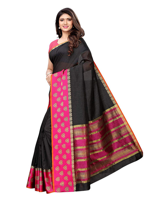 Black Color Poly Silk Saree only in Bigswipe