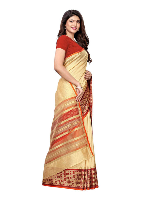 Beige Color Poly Silk Saree only in Bigswipe