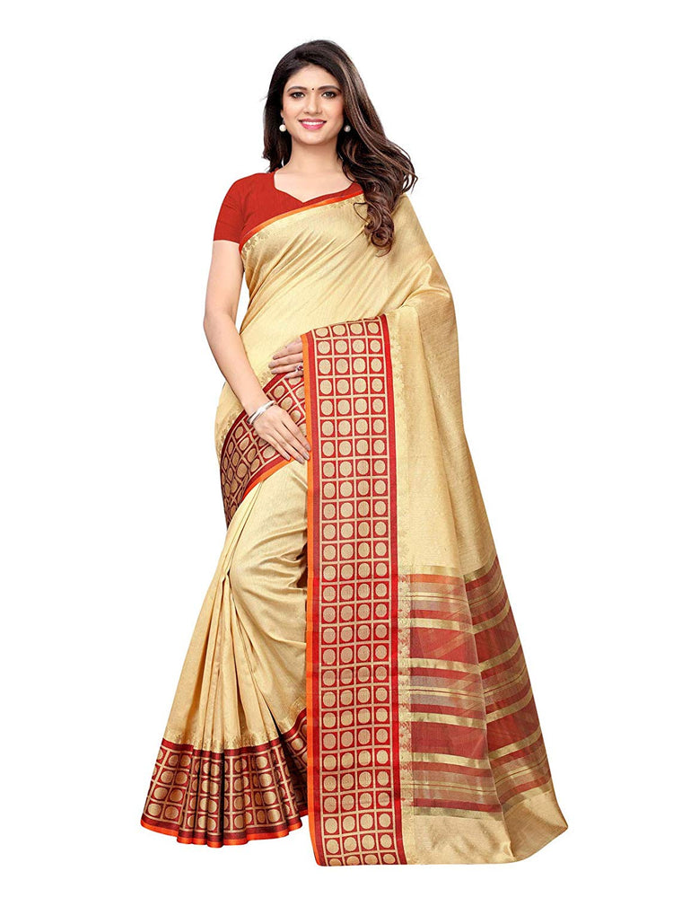 Beige Color Poly Silk Saree only in Bigswipe