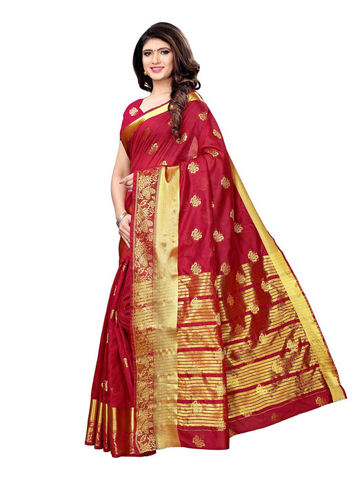 Maroon Color Poly Silk Saree only in Bigswipe