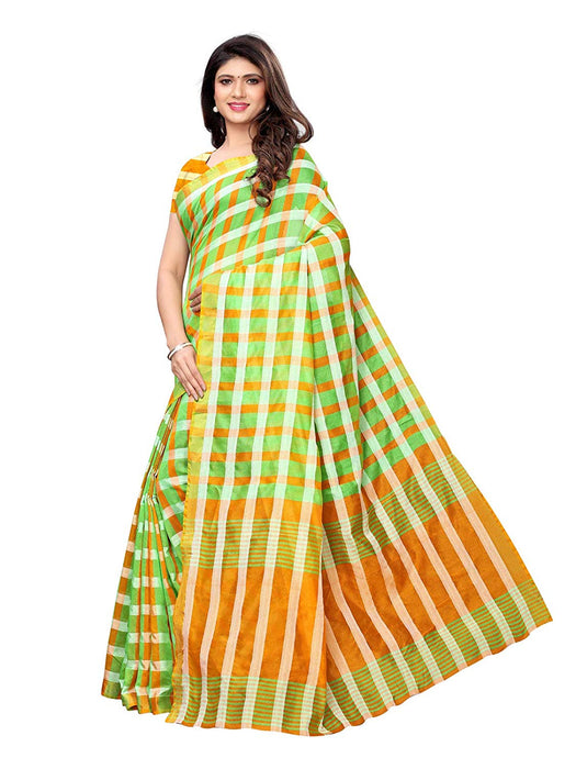 Green, Orange Color Poly Silk Saree only in Bigswipe