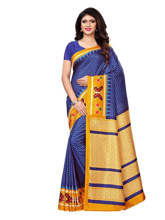 Navy Blue, Multi Color Vichitra Silk (Art Silk) Saree only in Bigswipe