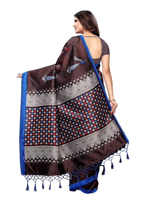 Brown (Coffee), Multi Color Poly Silk Saree only in Bigswipe