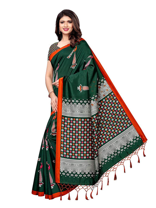 Green, Multi Color Poly Silk Saree only in Bigswipe