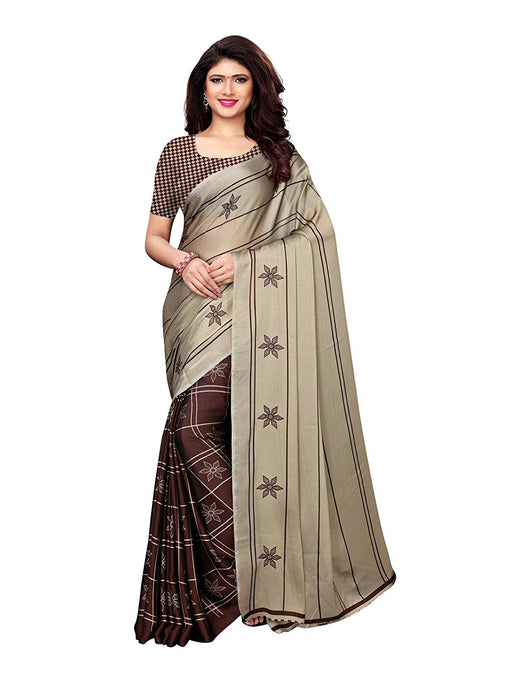 Brown Color Shimmer (Chiffon) Saree only in Bigswipe