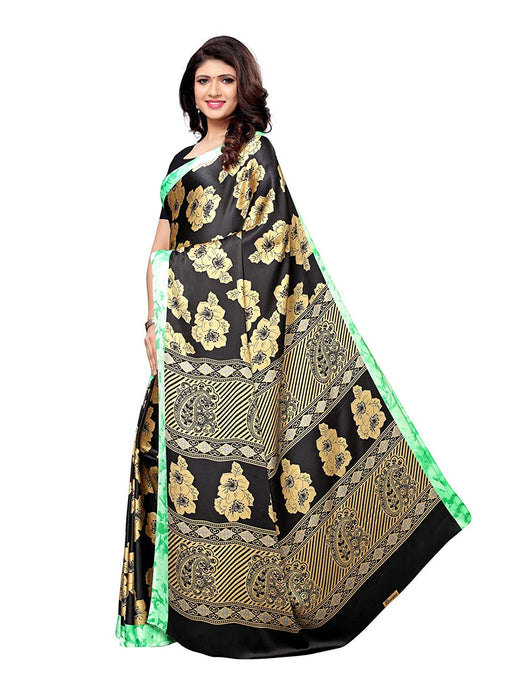 Black, Beige, Green Color Satin Saree only in Bigswipe