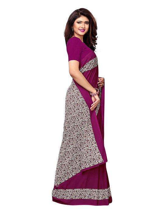 Purple, Off White, Multi Color Crepe Saree