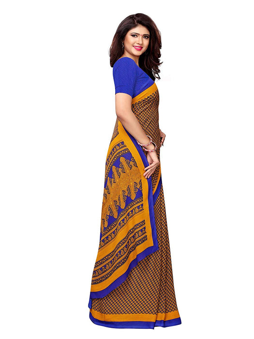 Yellow, Navy Blue, Multi Color Crepe Saree