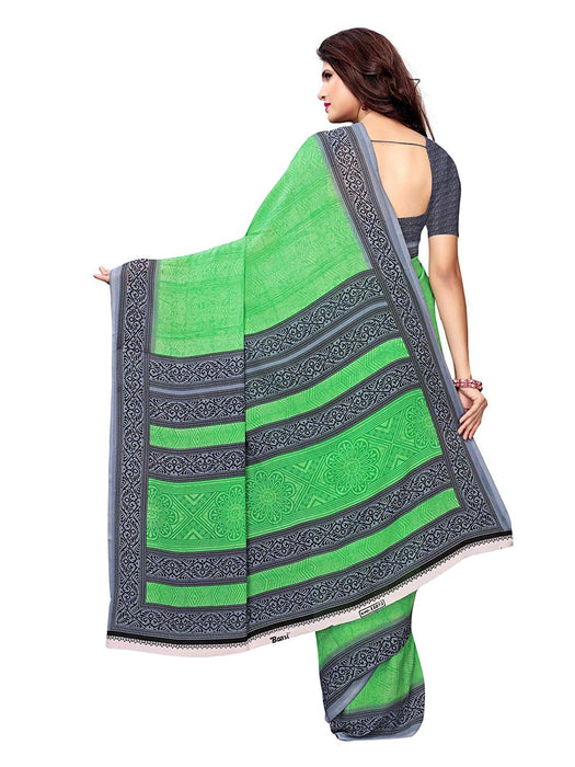 Green, Grey Color Crepe Saree only in Bigswipe