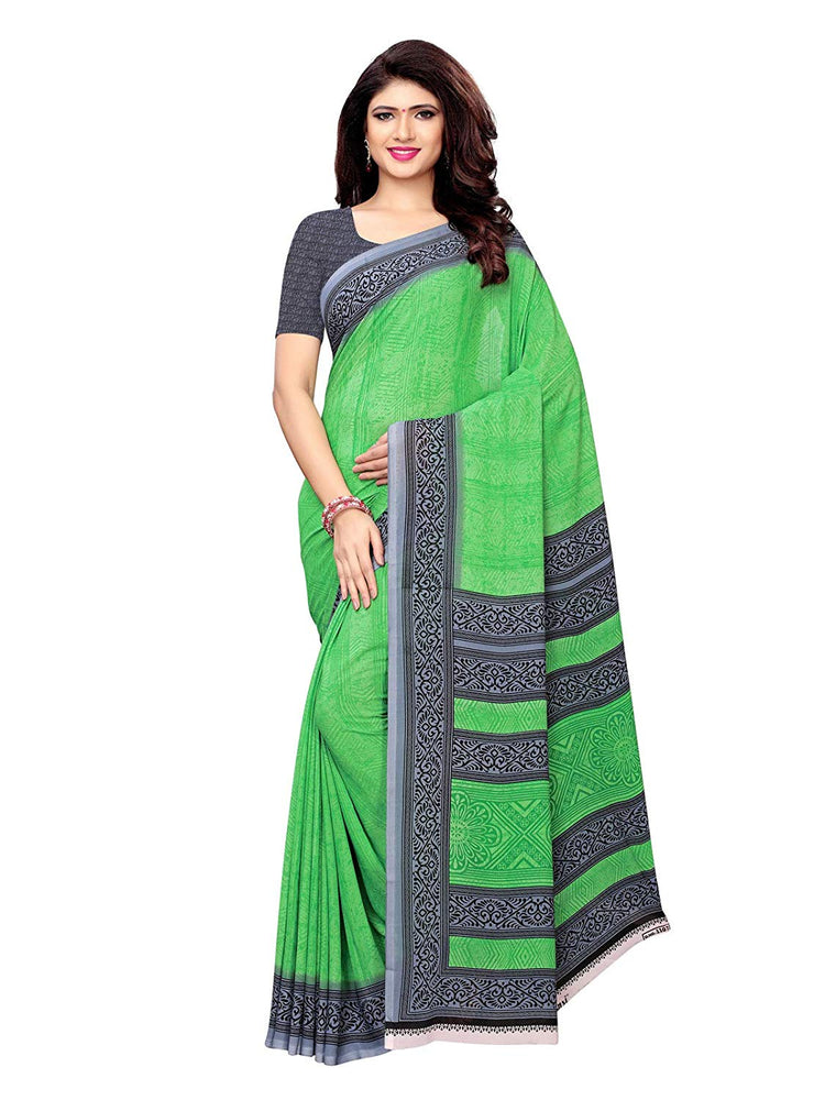 Green, Grey Color Crepe Saree only in Bigswipe