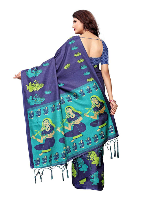 Navy Blue, Turquoise Color Art Silk Saree only in Bigswipe