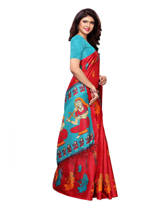 Maroon, Turquoise Color Art Silk Saree only in Bigswipe