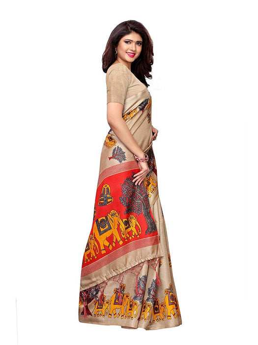 Beige, Maroon Color Art Silk Saree only in Bigswipe