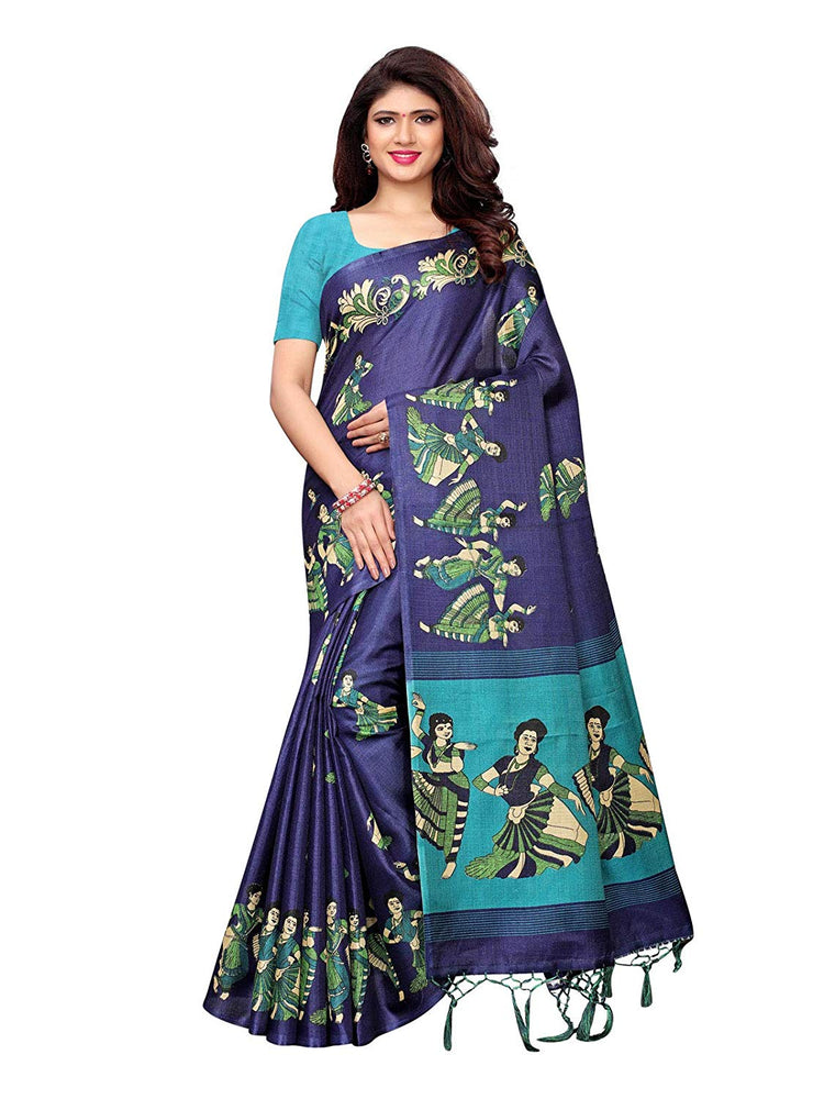 Navy Blue, Turquoise Color Art Silk Saree only in Bigswipe