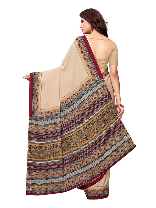 Beige, Multi Color Crepe Saree only in Bigswipe