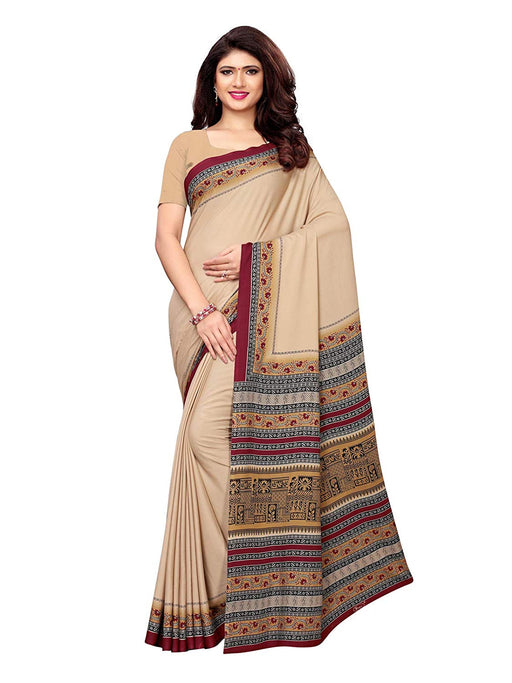 Beige, Multi Color Crepe Saree only in Bigswipe