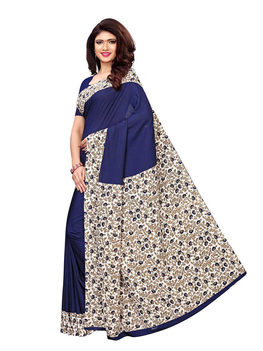 Navy Blue, Off White, Multi Color Crepe Saree only in Bigswipe