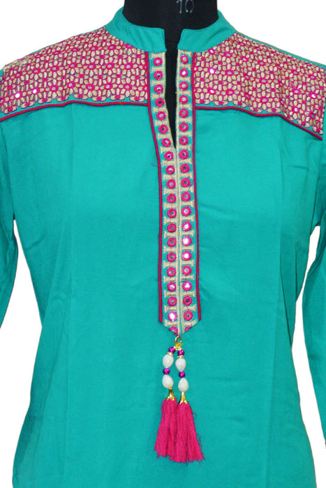 Rayon Embroidery With Mirror Work Kurti