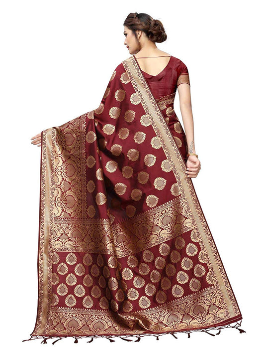 Maroon Color Poly Silk Saree only in Bigswipe