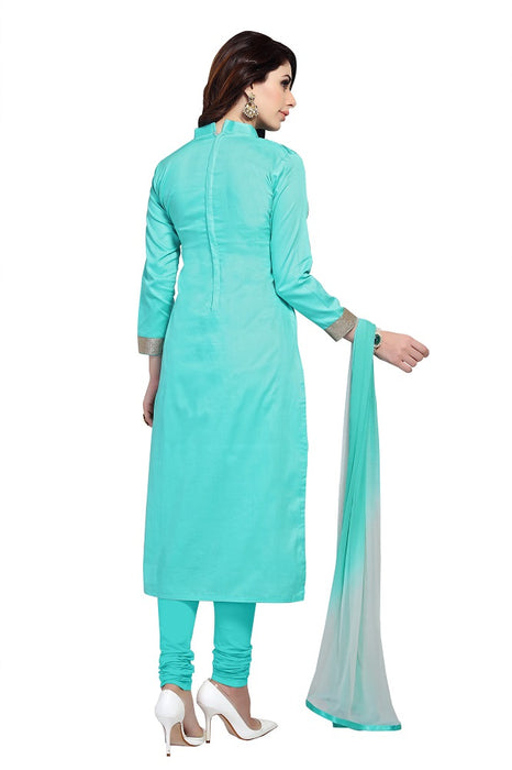 Women's Women's Cotton Embroidered Dress Material (MDSBA402 Blue)