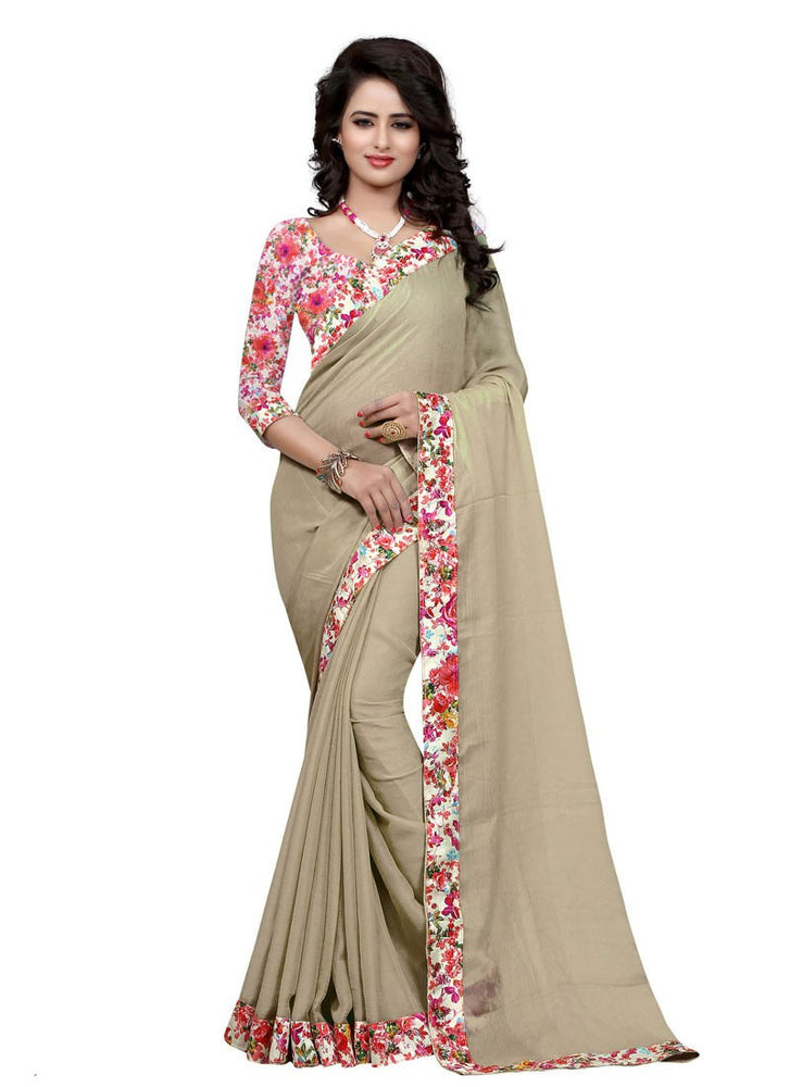 Beige Color Georgette Chiffon Saree only in Bigswipe