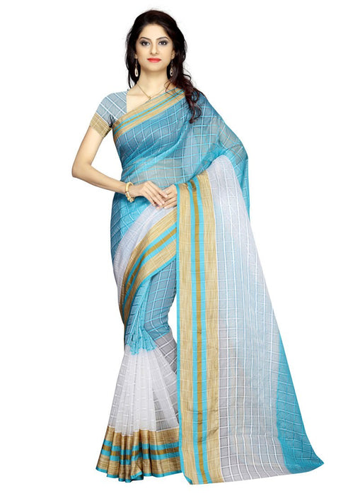 Blue,White Color Poly Silk Saree only in Bigswipe