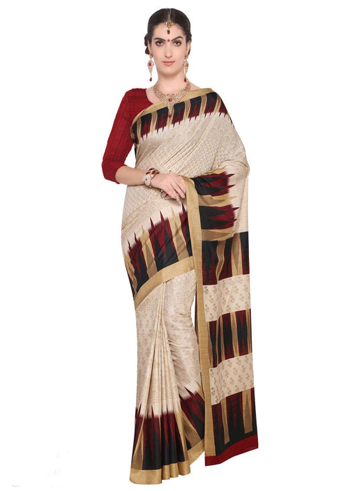 Beige, Maroon Color Art Silk Saree only in Bigswipe