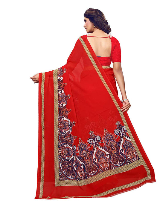 Red, Multi Color Georgette Saree