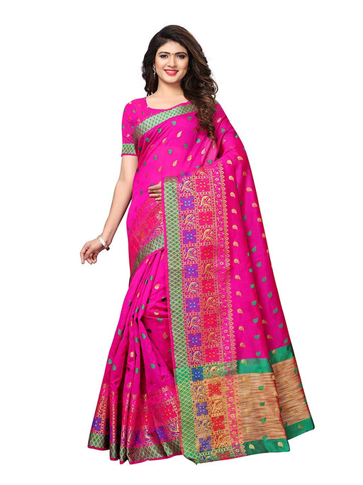 Pink Color Chanderi Silk Saree only in Bigswipe