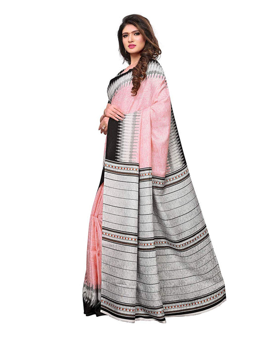 Pink, Grey, Black Color Vichitra Silk (Art Silk) Saree only in Bigswipe