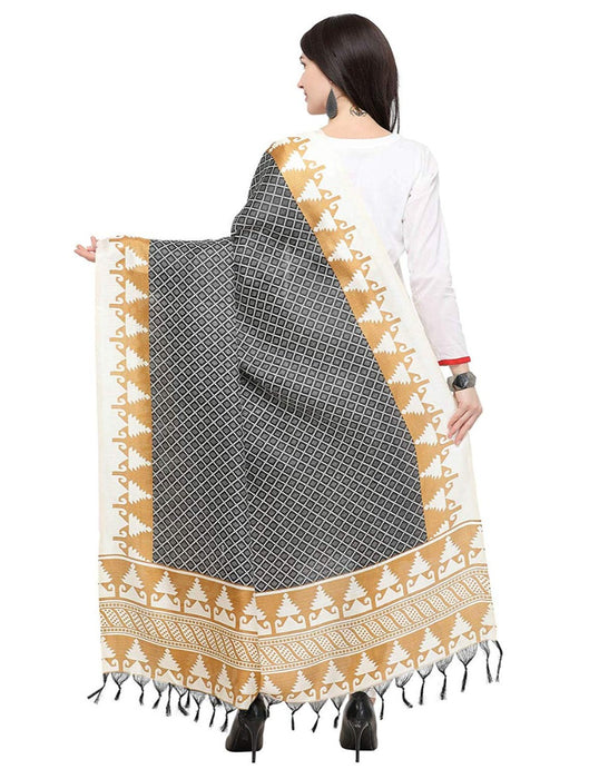 Beige, Black, White Color Bhagalpui Silk Dupatta only in Bigswipe