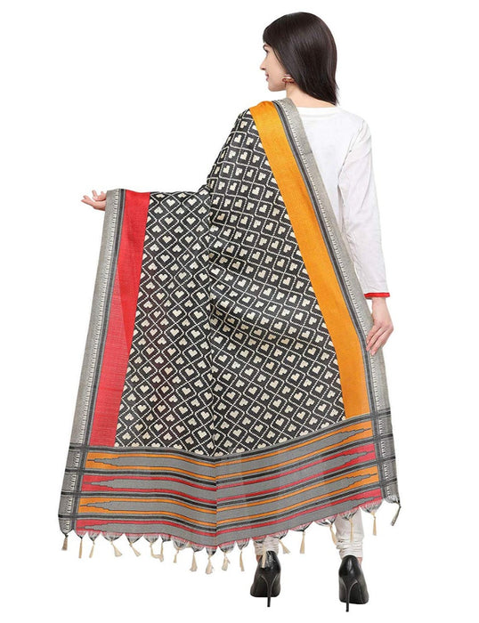 Black, Beige, Multi Color Bhagalpui Silk Dupatta only in Bigswipe