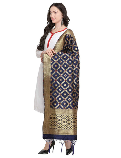 Navy Blue Color Poly Silk Dupatta only in Bigswipe