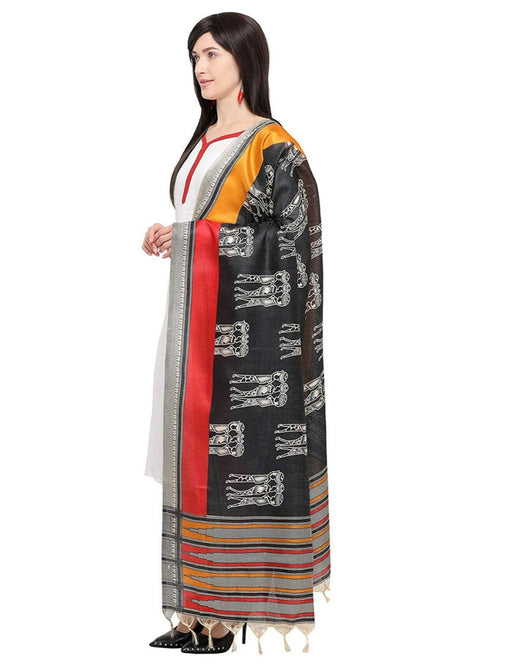 Black, Beige, Multi Color Bhagalpui Silk Dupatta only in Bigswipe