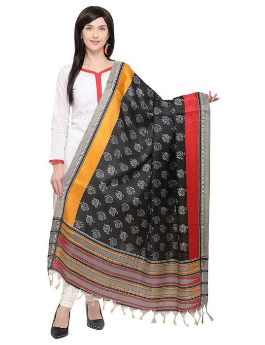 Black, Beige, Multi Color Bhagalpui Silk Dupatta only in Bigswipe