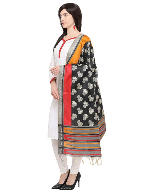 Black, Beige, Multi Color Bhagalpui Silk Dupatta only in Bigswipe