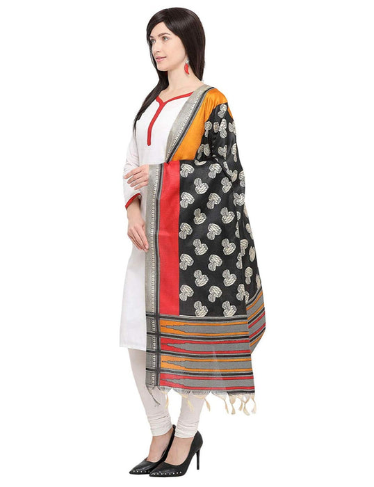 Black, Beige, Multi Color Bhagalpui Silk Dupatta only in Bigswipe