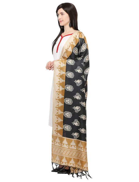 Black, Beige Color Bhagalpui Silk Dupatta only in Bigswipe