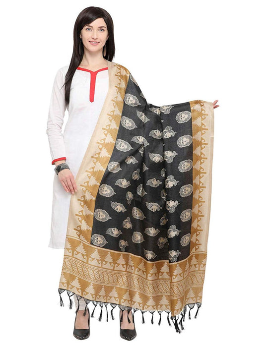 Black, Beige Color Bhagalpui Silk Dupatta only in Bigswipe