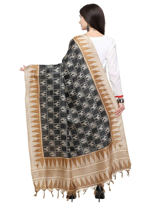 Black, Beige Color Bhagalpui Silk Dupatta only in Bigswipe