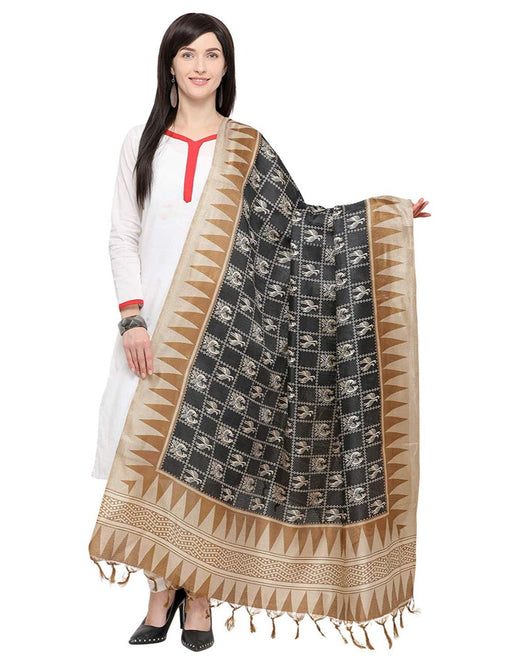 Black, Beige Color Bhagalpui Silk Dupatta only in Bigswipe