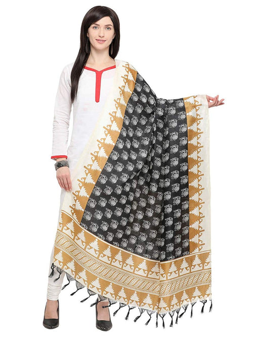 Beige, Black, White Color Bhagalpui Silk Dupatta only in Bigswipe