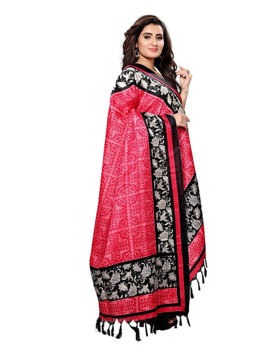 Pink, Black, Off White Color Bhagalpuri Silk Dupatta only in Bigswipe