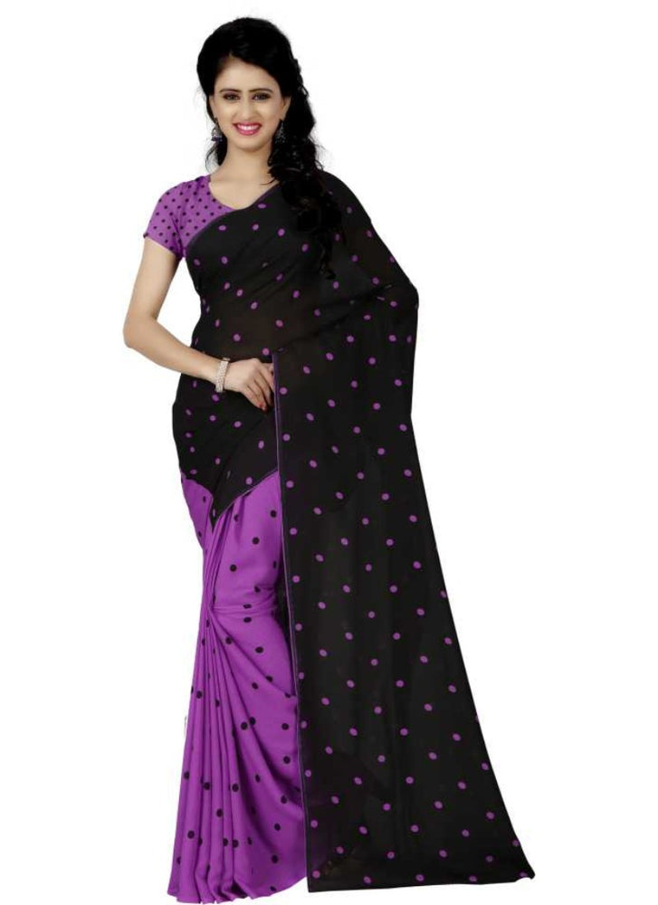 Printed Faux Georgette Purple Color Saree only in Bigswipe