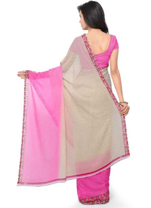 Printed Faux Georgette Light pink Color Saree only in Bigswipe