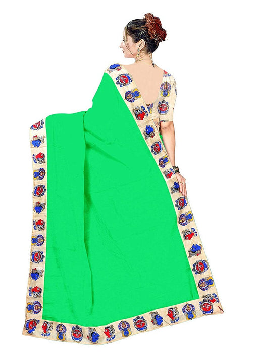 Green Color Printed Chanderi Silk Saree With Blouse only in Bigswipe