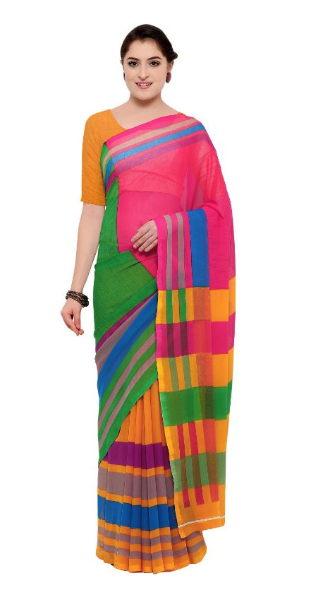 Multi Color Printed Georgette Saree With Blouse only in Bigswipe