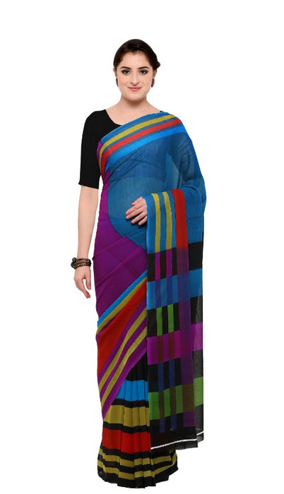 Multi Color Printed Georgette Saree With Blouse only in Bigswipe