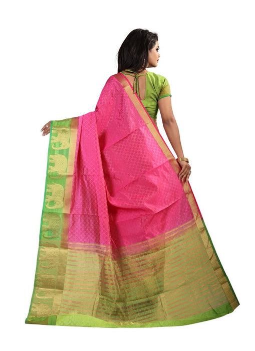 Pink Color Printed Silk Blend Saree With Blouse only in Bigswipe