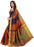 Orange And Navy Blue Color Printed Cotton Silk Saree With Blouse only in Bigswipe